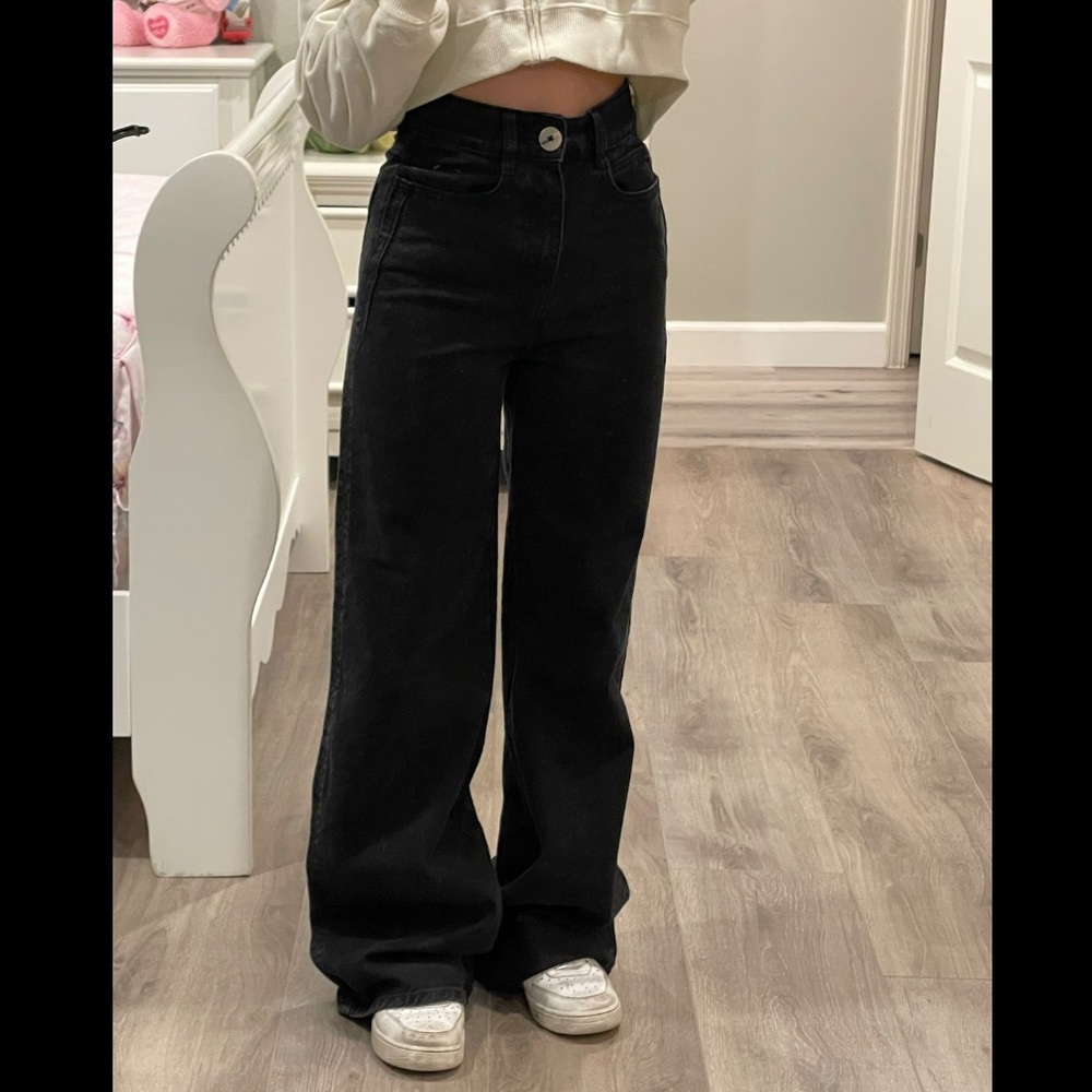 ZARA Wide Leg Dad Black Jeans Size 0 NWT